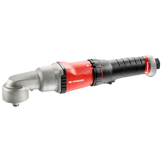 Facom NS_A1700F2 angled pneumatic ratchet wrench, red and black, side view on white background.