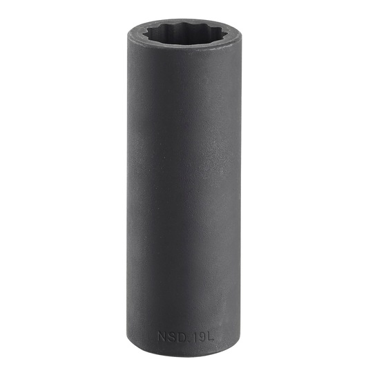 Facom NSD_28L long black impact socket, cylindrical, photographed upright on white background.