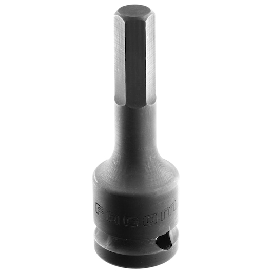 Facom NSHM_6 hex socket bit on white background, front angle, black metal tool.