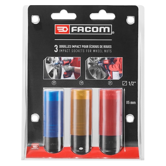 1/2 in. Drive Reinforced Long Impact Socket Set, 17 - 19 - 21 mm (3 pc.)