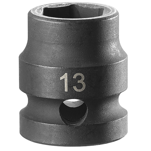 Facom NSS.13A black impact socket, 13mm size, single socket shown upright on white background.