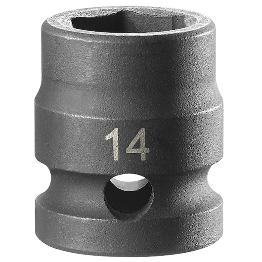 Facom 14 mm socket, model NSS.14A, black finish, front angle on white background.