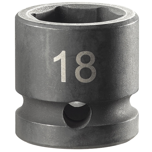 Facom NSS.18A impact socket 18 mm, close-up angle on white background.