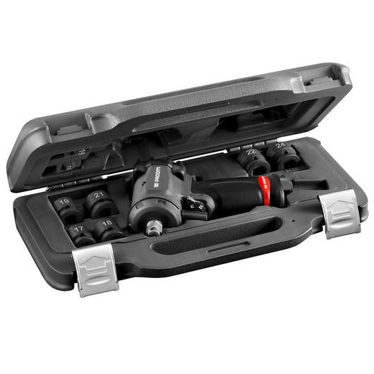 Facom NSS.J8PB compact impact wrench set with sockets in black carrying case, photo on white background.