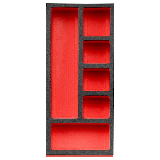 Facom PM_384 red and black foam tool organizer tray, top view, rectangular compartments, photography