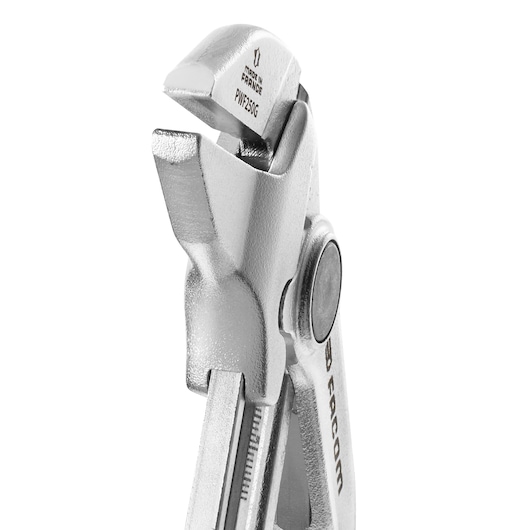 Facom PWF250G adjustable wrench close-up, silver metal finish, front angle, photography