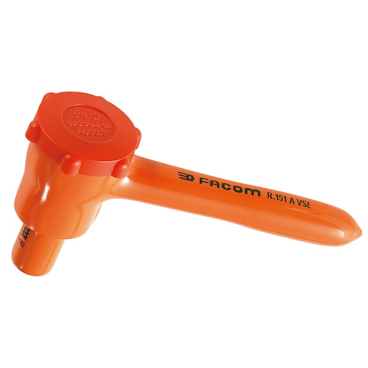 Facom R_151AVSE orange insulated mallet, side view, suitable for electrical work.