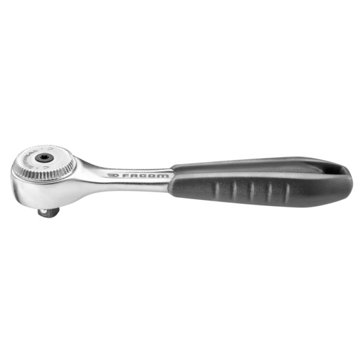 Facom R_151B ratchet wrench with black ergonomic handle, side view on white background.