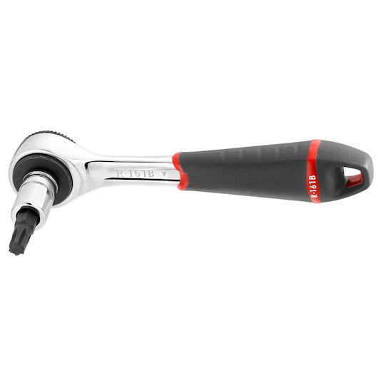 Facom R_161B-OGVGRIP ratchet wrench with ergonomic black and red handle, side view, white background.