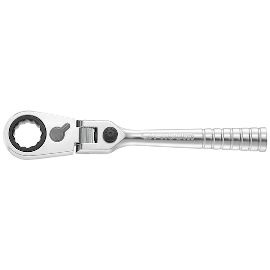 Facom R_180HX ratcheting wrench with pivoting head, silver finish, product photography on white background.