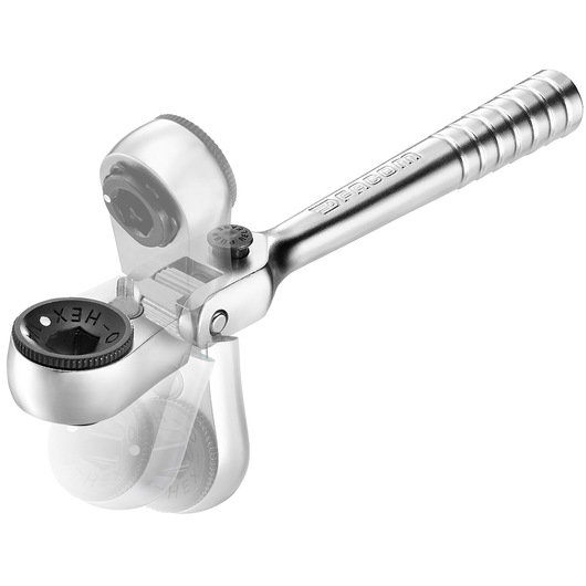Facom R_180 ratchet handle with rotating head, silver finish, shown on white background, angled view.