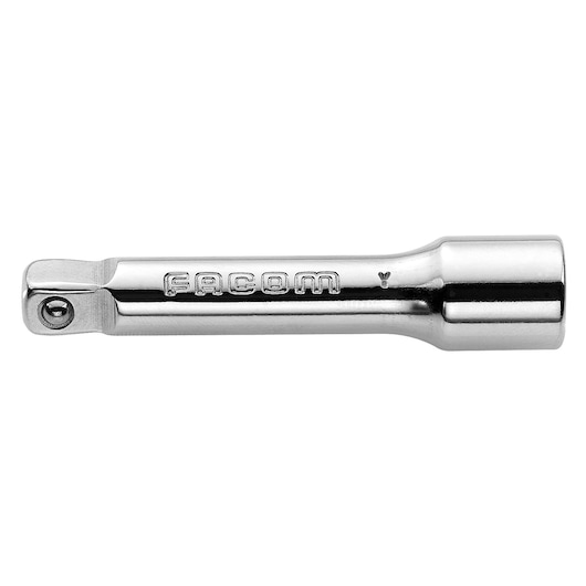 Facom chrome extension bar R_209S, side view, socket accessory for tools, plain background.
