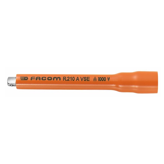 Facom R_210AVSE insulated orange socket extension photography, side view, SKU R_210AVSE