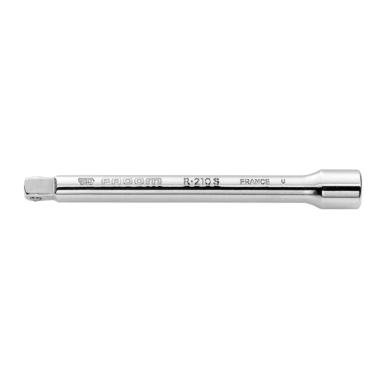Facom R_210S chrome extension bar for socket wrench, photography, side angle on white background.