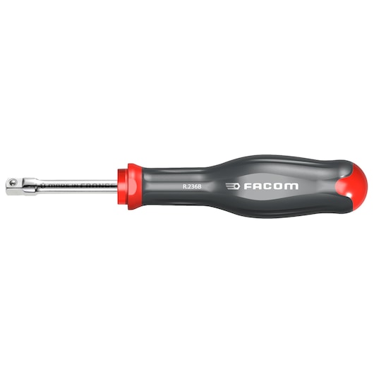 Facom R_236B hand tool with grey and red ergonomic handle, side angle on white background.