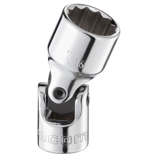 Facom R.7/32F chrome universal joint socket, close-up product photo on white background.