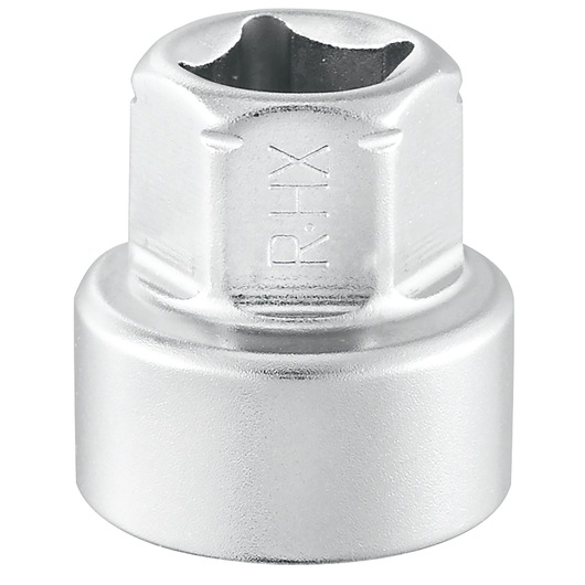 Facom R_8HX chrome socket viewed from front on white background.