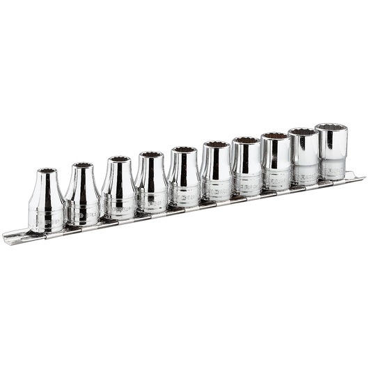 1/4" socket set, 9 pieces, on rack