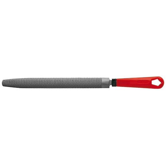 Facom hand rasp with red handle, SKU RAB_DRDB300EMA, tapered metal file shown in side view.
