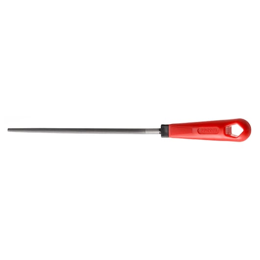 Facom round metal file with red handle, RD_MD150EMA, hand tool, side view on white background.