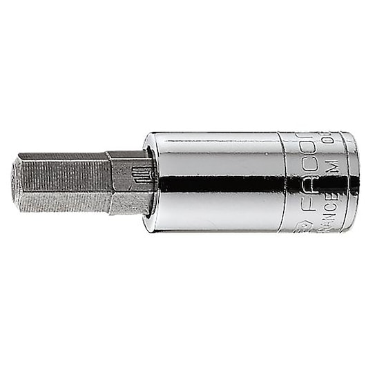 Facom RT.5/32 hex socket bit, chrome finish, side view on white background, hand tool accessory.
