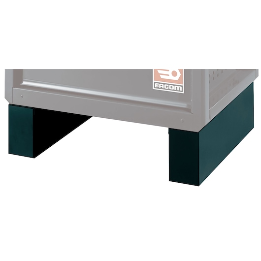 Facom metal cabinet feet, SKU RWS-FEETBS, shown in front angle on white background.