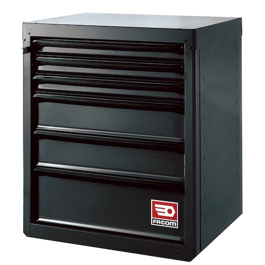 Facom RWS-MASKBS black metal tool chest with five drawers, front angle, white background.