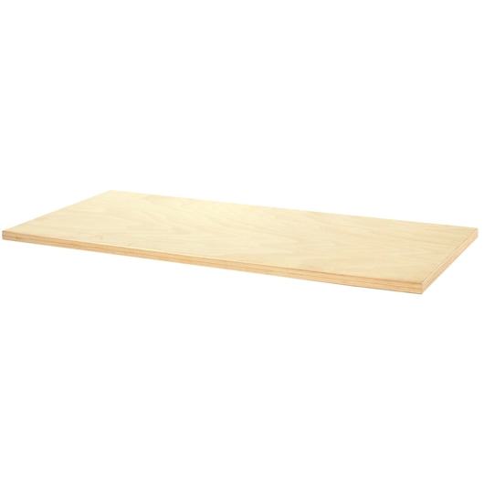 Facom RWS-PB3 plywood shelf, rectangular, light wood finish, product photography, angled view.