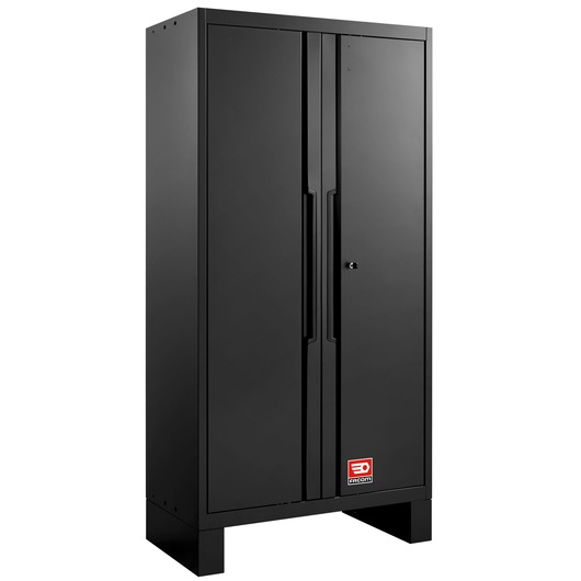 Facom RWS2-A1000PPBS black metal storage cabinet with double doors and lock, front angle on white background.