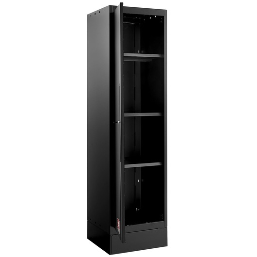 Facom RWS2-A500PPBS tall black metal storage cabinet with open door, three adjustable shelves, front angle.