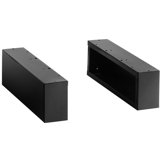 Facom RWS2-BASEMBS black metal rectangular bases, photography, front and angled view on white background.