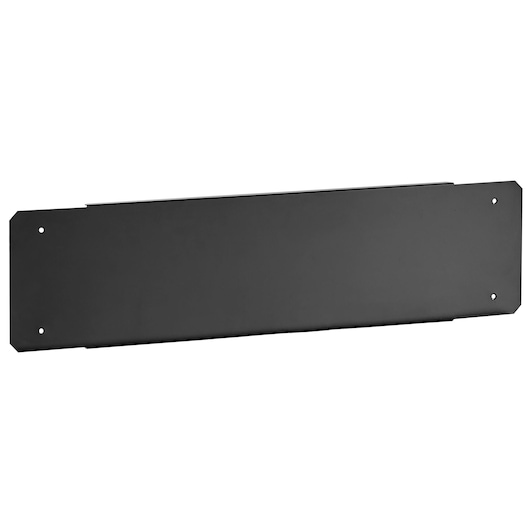 Facom black metal panel RWS2-FRONTBS with four corner mounting holes, photographed on white background.