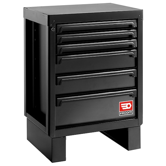 Facom black tool chest RWS2-MBS6TBS with six drawers, angled front view on white background.