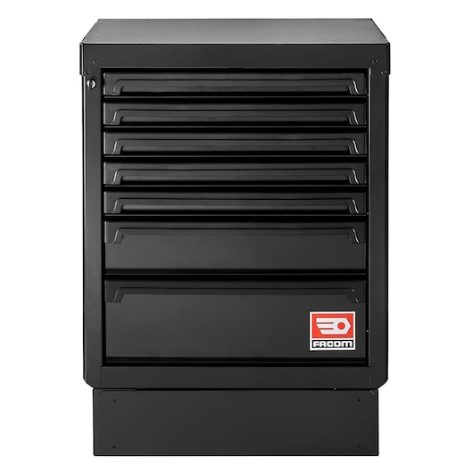 Facom black tool chest with seven drawers, SKU RWS2-MBS7TBS, front angle photography.