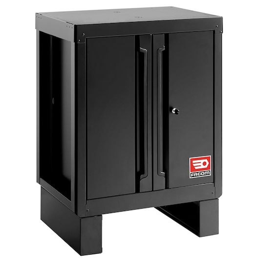 Facom black steel storage cabinet with lock, front angle view, SKU RWS2-MBSPPBS.