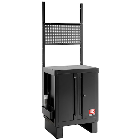 Facom black metal storage cabinet with pegboard, front angle, RWS2-MBSPPBS, industrial furniture.