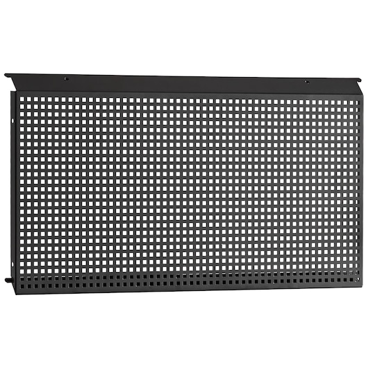 Facom RWS2-PPAV1BS black metal perforated tool panel, angled front view, grid pattern for workshop organization.