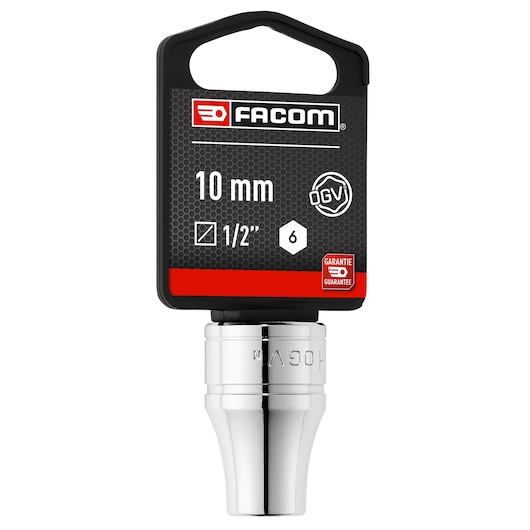 Photo of Facom 10 mm 1/2 inch 6-point socket SOCKET_1/2_6PT__10MM, front angle on white background.
