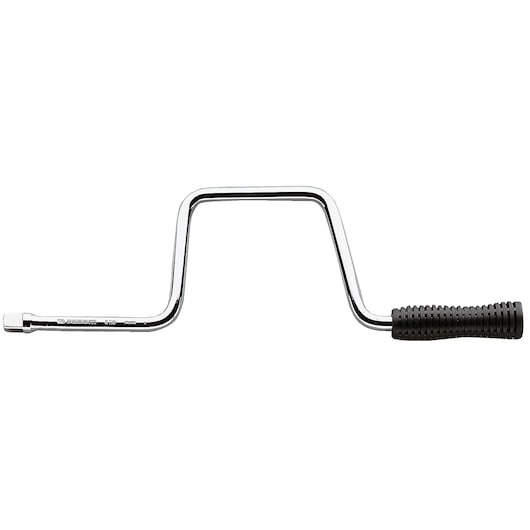 Facom S_110 steel crank handle with textured black grip, photography, side angle on white background.