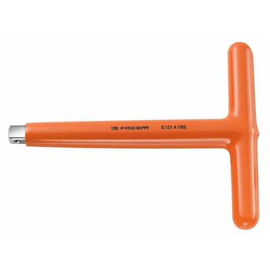 Facom S_121AVSE insulated orange T-handle socket wrench, side view on white background.