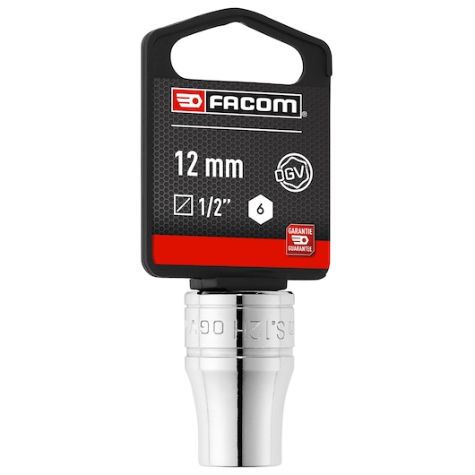 Facom 12mm 1/2 inch 6-point socket, SKU SOCKET_1/2_6PT_12MM, front view on white background.