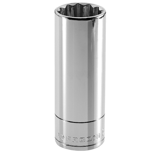 Facom chrome deep socket, twelve-point, vertical angle, SKU S_15_16LA, product category photography.