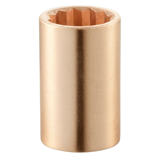 Facom S.15/16SR bronze long socket, photography, front angle, cylinder with internal ridges.