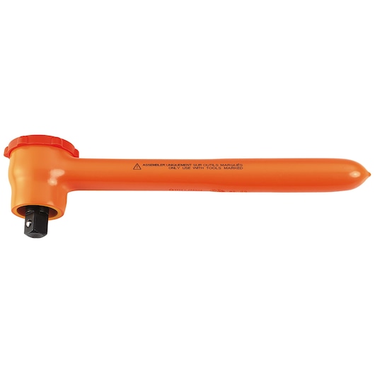 Facom insulated orange L-shaped handle for sockets, SKU S_151AVSE, product category photography, side view.