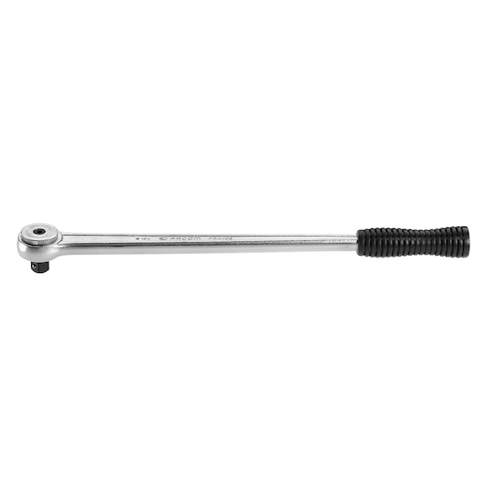 Facom S_154 long chrome ratchet wrench with black ribbed handle, side view on white background.