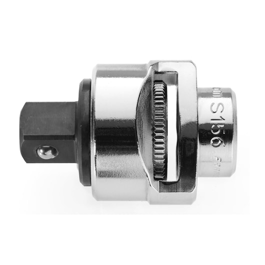 Facom S_156 chrome-finished ratchet adapter, side view, with visible gear and square drive, on white background.
