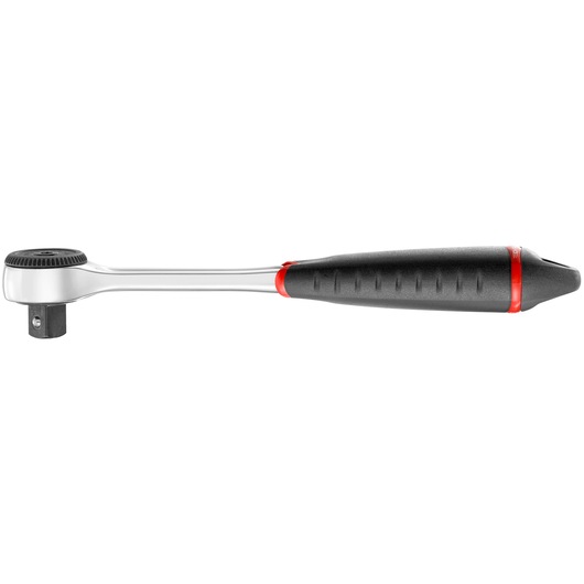 Facom S_161B ratchet with black ergonomic handle and red accents, side angle on white background.