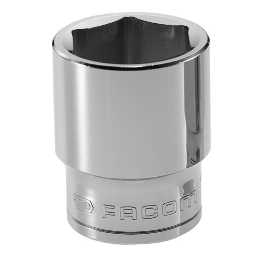 Facom socket tool S_17H, chrome finish, hexagonal, front angle, white background.