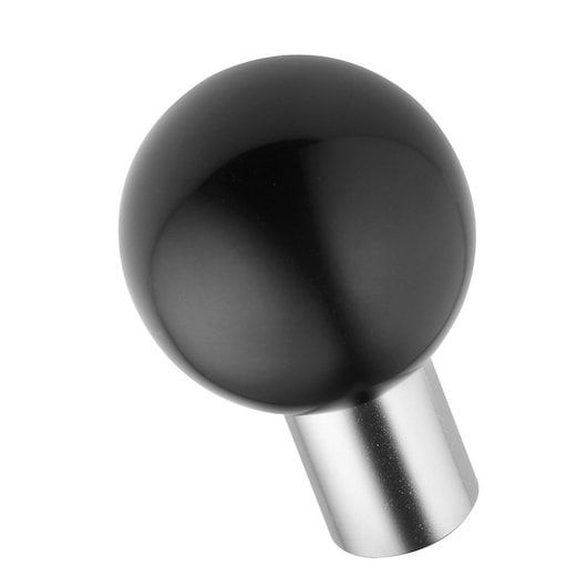 Facom S_200P black spherical handle knob, silver base, product photography, angled view, white background.