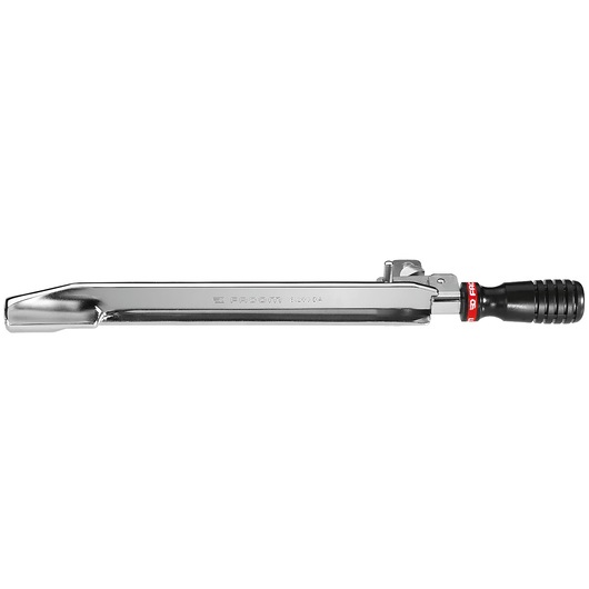 Facom S_203DA long chrome breaker bar with black and red handle, product photography, side angle.